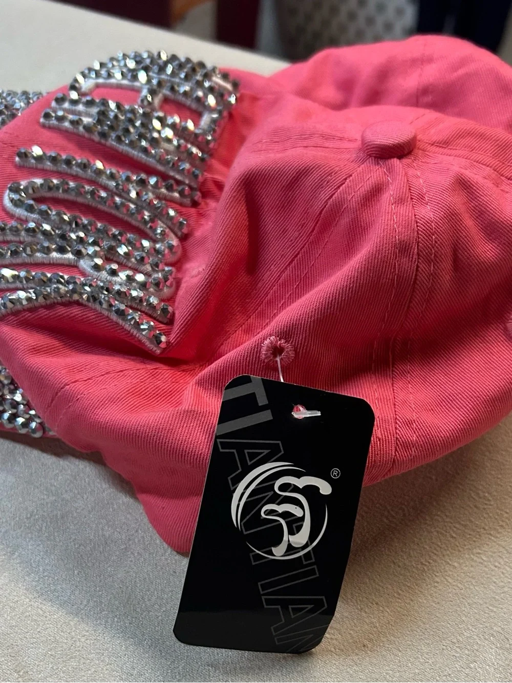 NWT Tiantian Hot Pink Crystal Embellished Baseball Cap-“New York”
